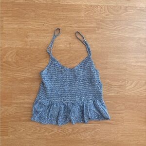 Brandy Melville Blue Smocked Ruffled Camisole